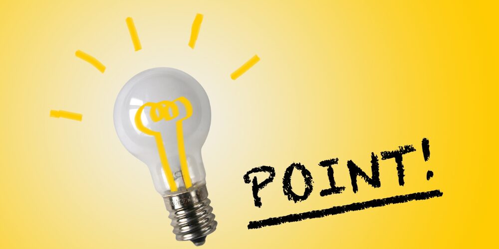 電球と「POINT!」で強調するポイントイメージ